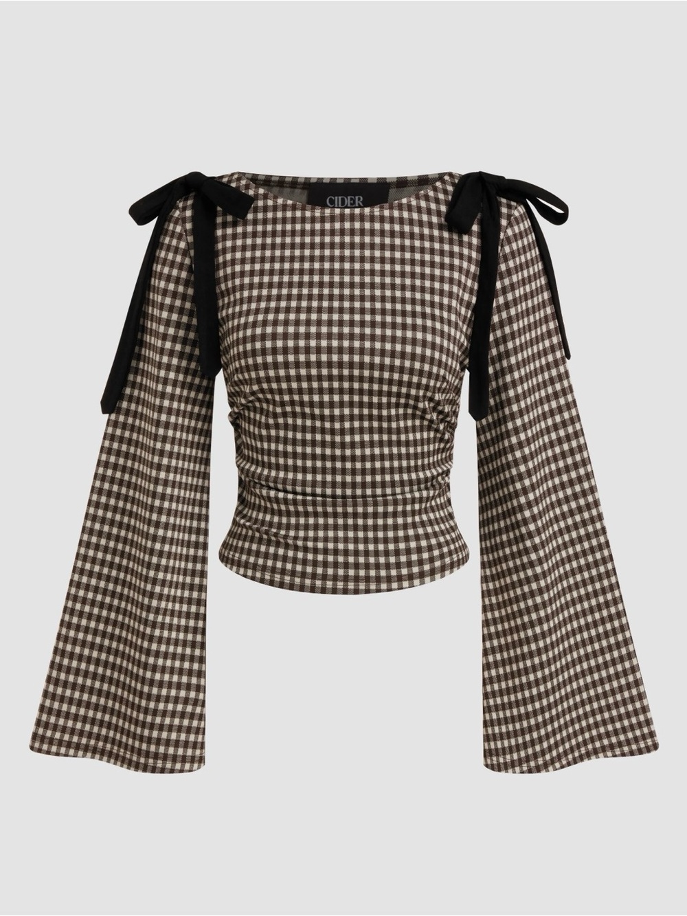 Gingham Boat Neck Top